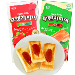 Korean food imported snacks Haitai Apple strawberry jam pie 192g * 4 boxes of Melaleuca crisp biscuit fruit jam cookies