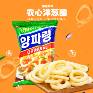 Korean food imported snacks Nongxin onion ring spicy original 60g * 4 packs leisure puffed crispy delicious