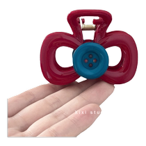 Retro Button Bow Clip Sweet Girl Overture Hong Kong Style Red Shark Clip Medium Hair Clip Travel Hairpin