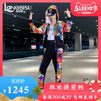 浪比速 Одежда для йоги, комплект, спортивный костюм для спортзала, 2020, оверсайз