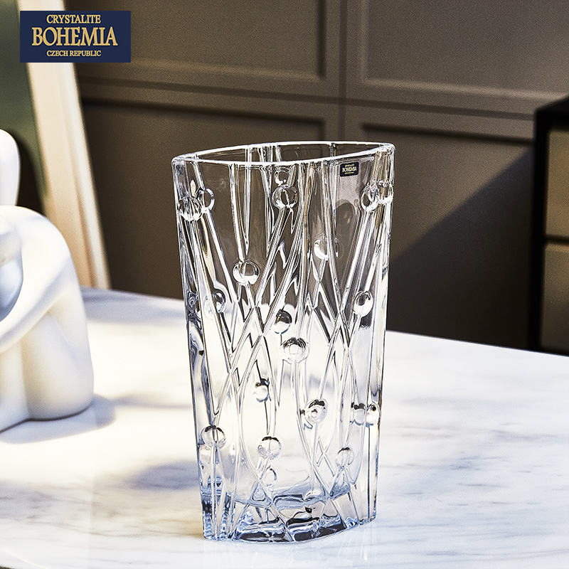 Czech imports BOHEMIA crystal glass transparent vase modern minimalist living room rich bamboo desktop ornaments