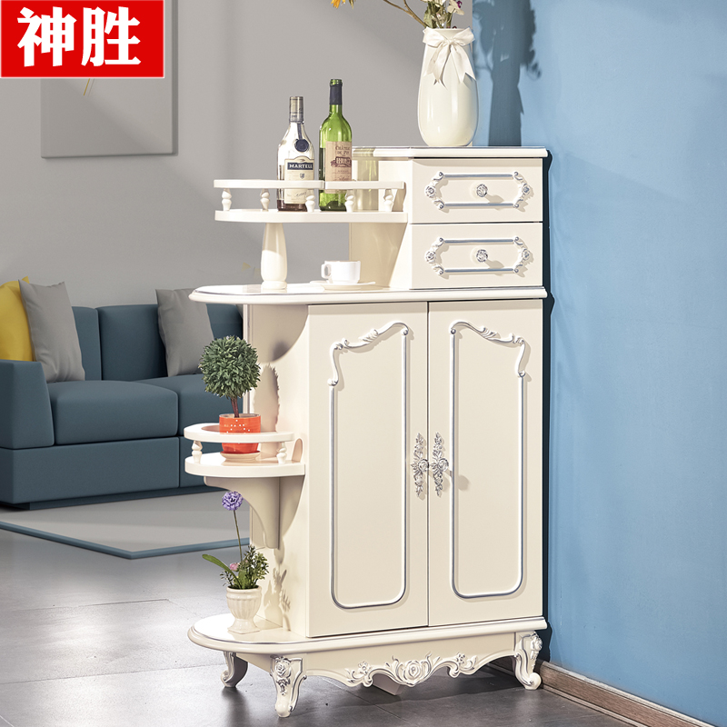 Living room European style Carved Flower Shoe Cabinet Partition Cabinet Compartment room Closet Cupboards Small Outdoor type Genguan Cabinet Wine Cabinet Door Hall Cabinet double sided