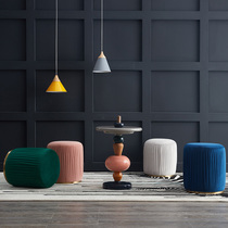 DEGAS Light luxury postmodern custom flannel low round stool Living room shoe stool Home door sofa stool
