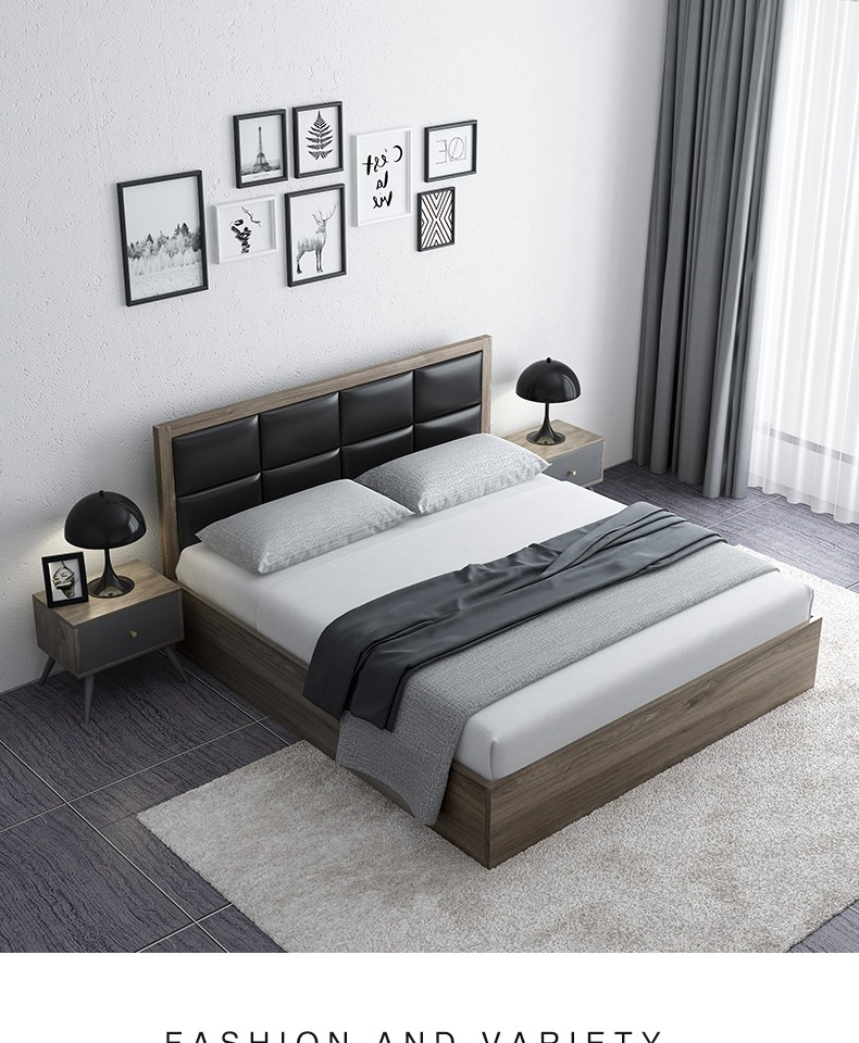 Phong cách tối giản hiện đại 1.8M lưu trữ hộp cao giường đôi Bắc Âu 1,5 m phòng ngủ đa chức năng lưu trữ giường cưới - Giường giường thông minh giá rẻ