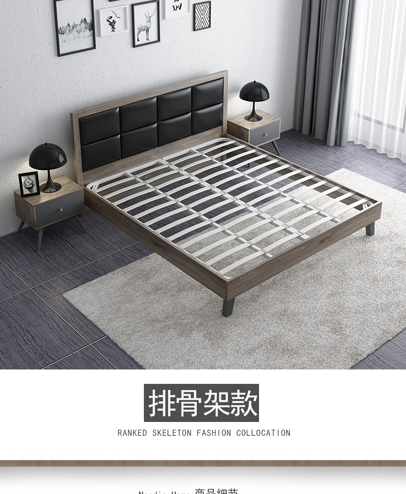 Phong cách tối giản hiện đại 1.8M lưu trữ hộp cao giường đôi Bắc Âu 1,5 m phòng ngủ đa chức năng lưu trữ giường cưới - Giường giường thông minh giá rẻ