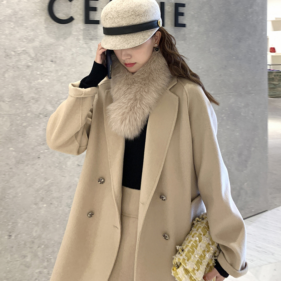 (time-limited 3 discount) Summer Poetry Fleece wool bifacial, suit jacket 100 plexen short skirt winter two-piece suit woman