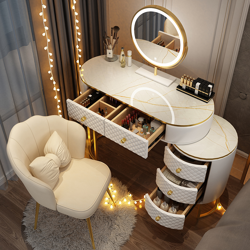 Light luxury advanced dressing table bedroom modern minimalist ins style small makeup table mirror cabinet integrated 2023 new