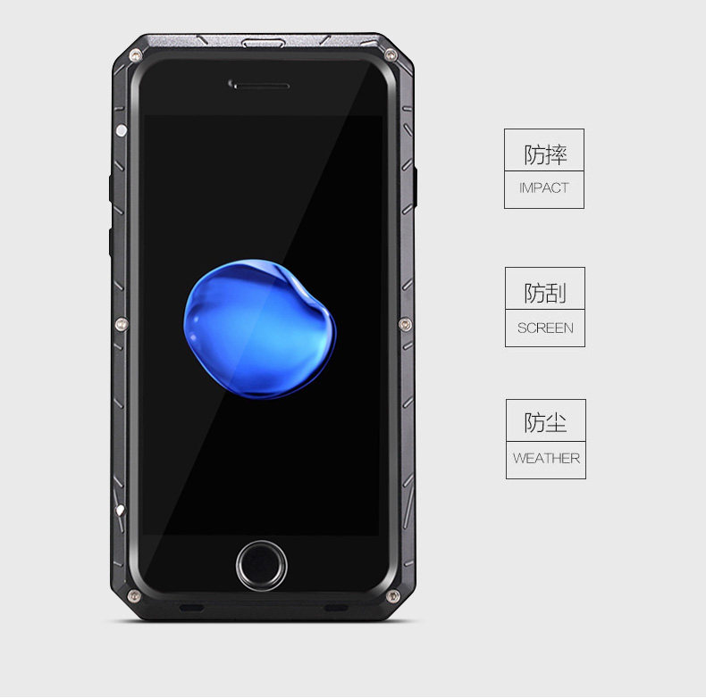 iMatch Water Resistant Shockproof Dust/Dirt/Snow-Proof Aluminum Metal Case Cover for Apple iPhone 7 Plus & iPhone 7