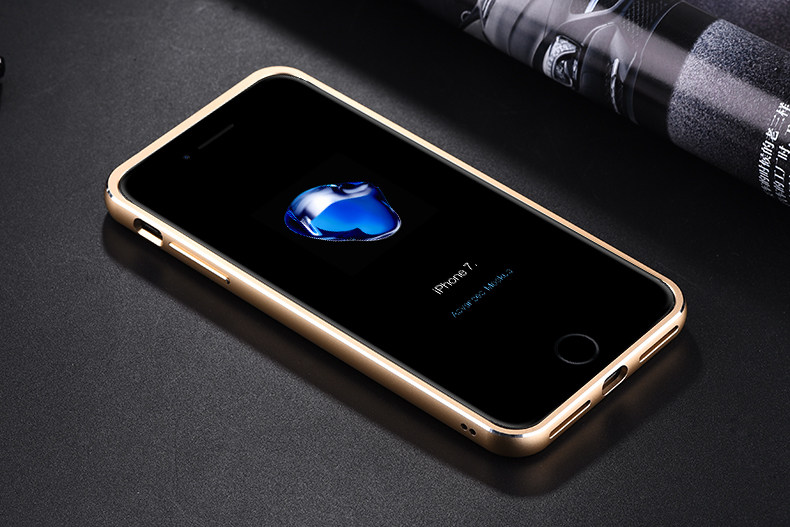 iMatch Luxury Aluminum Metal Bumper Premium Genuine Leather Back Cover Case for Apple iPhone 7 Plus & iPhone 7