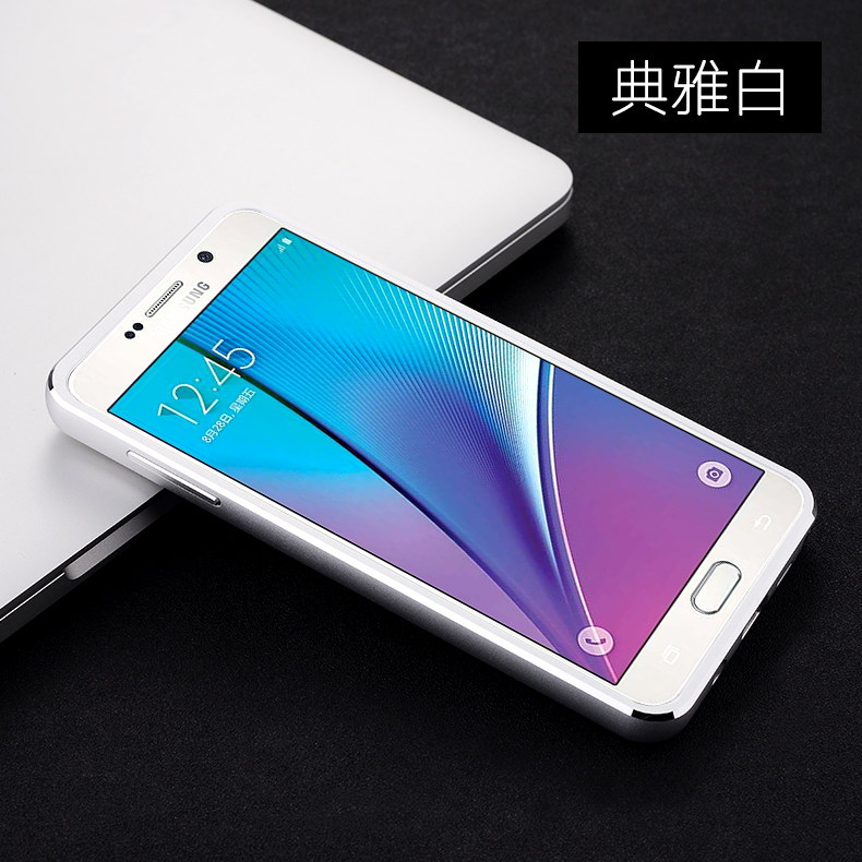 iMatch Luxury Aluminum Metal Bumper Premium Genuine Leather Back Cover Case for Samsung Galaxy Note 5 N9200