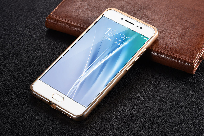 iMatch Luxury Aluminum Metal Bumper Premium Genuine Leather Back Cover Case for vivo X7 Plus & vivo X7