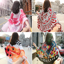 New scarf womens spring and summer shawl all-match Korean sunscreen gauze seaside holiday scarf multifunctional beach towel
