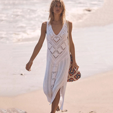 Кофты для пляжа 新款长款背心式沙滩针织衫度假防晒衣外套比基尼罩衫泳衣外搭