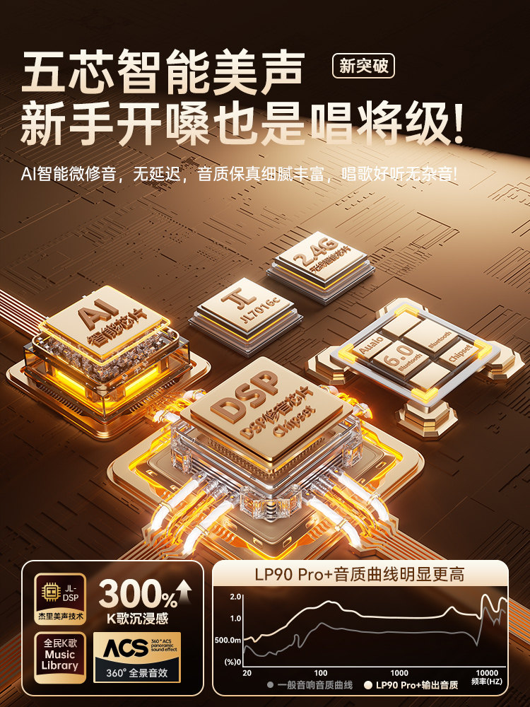 Golden Fortune Microphone and Speaker Combo Home Karaoke Family Ktv Speaker Set Singing Wireless Karaoke