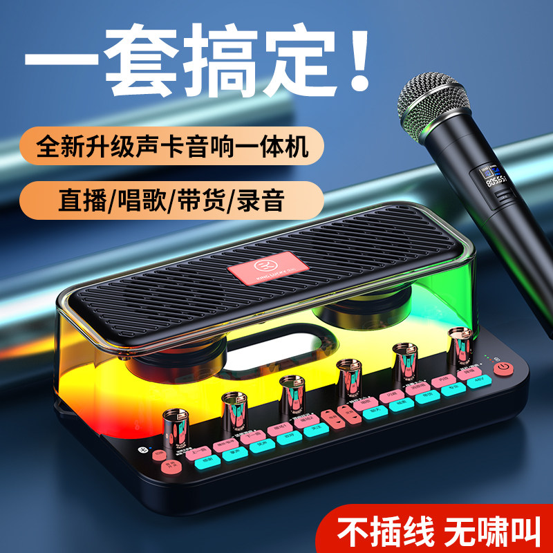 Gold Shipping Sound Card Acoustics All-in-one Live Equipment Full Singing K Special Family Ktv Advanced Mic Microphone-Taobao