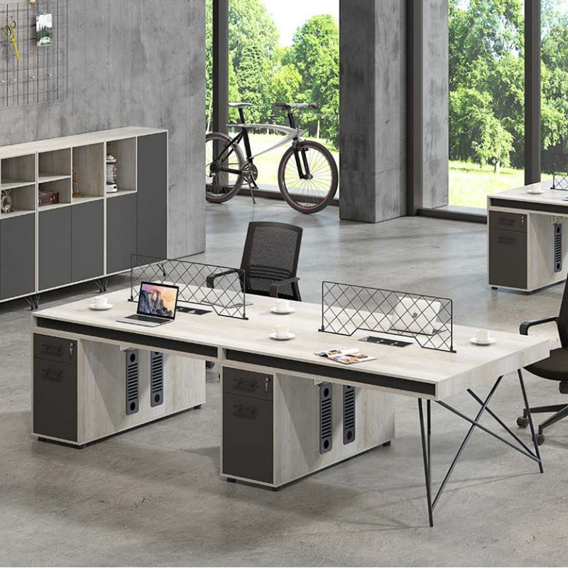 Office Furniture Staff Desk Chair Composition Staff Position 4 Persons Screen Working Position 6 People Card Seats Brief Modern