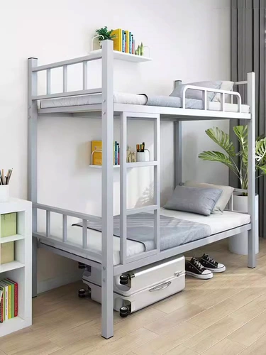 Верхний и нижний железный слой с двойным железным шельфом двойной школьной обстановка для сотрудников лежит спать, рабочие полки высокие и низкие железные искусства