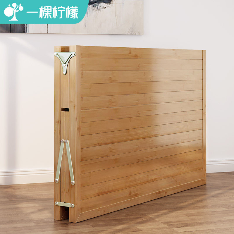 Bamboo bed Folding bed 1 2 single double 1 5 meters household lunch break bed Simple cool bed Rental room Convenient small bed