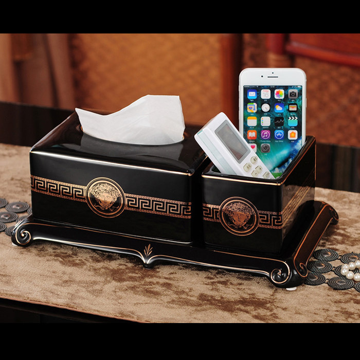 European-style multi-functional ceramic tissue box decoration living room decoration gift club toilet paper box mobile phone remote control storage box