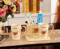 Eurostyle ceramic bathroom 5 pieces of gargling cup with a toothbrush cup with a couple of mouth cups toothbrush holder with gift