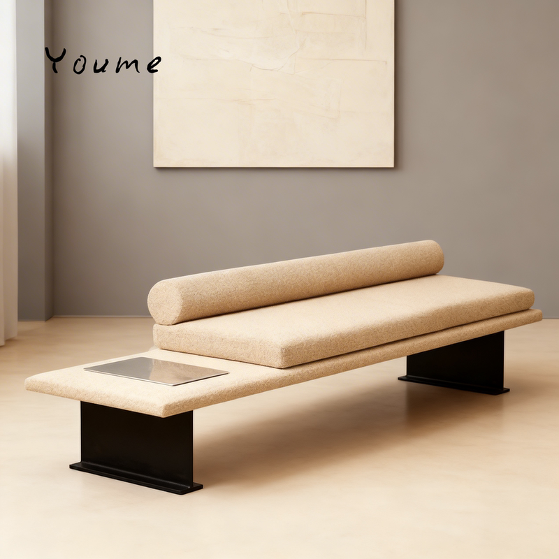 Nordic Light Luxury Metal Fabric Sofa Stool, Modern Minimalist Shoe-Changing Stool, Dressing Room Bench, Home Bedroom End-Of-Bed Bench