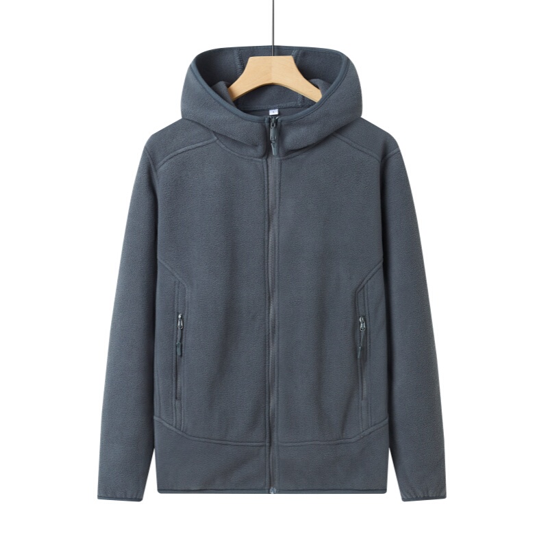 New Style Polar Fleece Men's Fleece Jacket Casual Sports Outdoor Warm Fleece-Lined Thickened Hooded Cardigan Sweatshirt