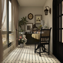 Cream style kitchen bathroom tiles small tiles French restaurant bathroom toilet balcony wall and floor tiles retro flower tiles
