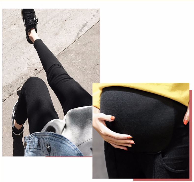 Phụ nữ mang thai xà cạp mùa hè phần mỏng 2018 new black casual mặc mùa xuân và mùa thu quần cao eo dạ dày lift chín điểm quần