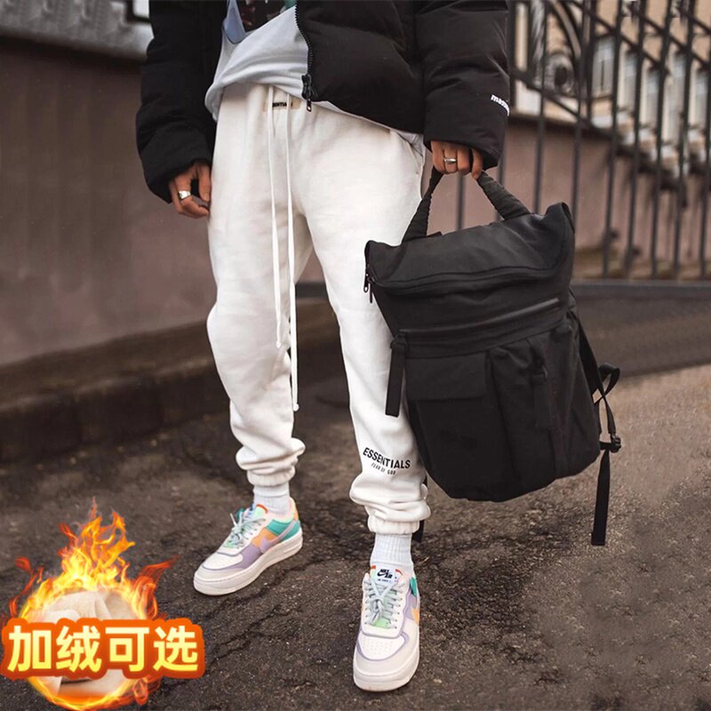 FOG double thread ESSENTIALS reflective embroidery drawstring pants men and women high street wind INS spring autumn couple pants