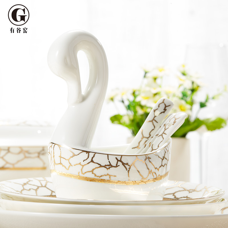 European ipads bowls disc of 10 people with creative gift set porcelain bowl chopsticks plates cutlery set