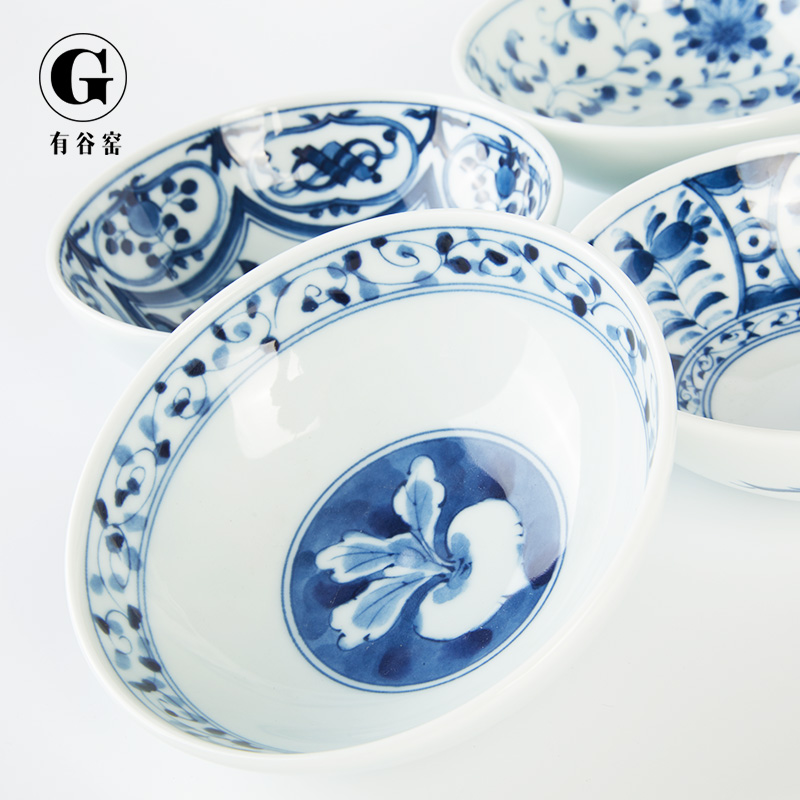 Use of individual household Japanese imported from Japan and the wind blue and white porcelain creative move is blue and white Bowl of soup Bowl rainbow such as Bowl Bowl