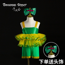 61 Childrens performance suit I love vegetables Childrens dance performance suit Girls modern dance sequined puff yarn dress