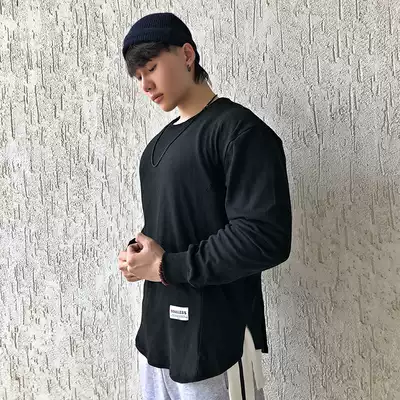 Spring fitness long-sleeved men's sweatshirt loose European and American muscle T-shirt running top training suit fitness sweater