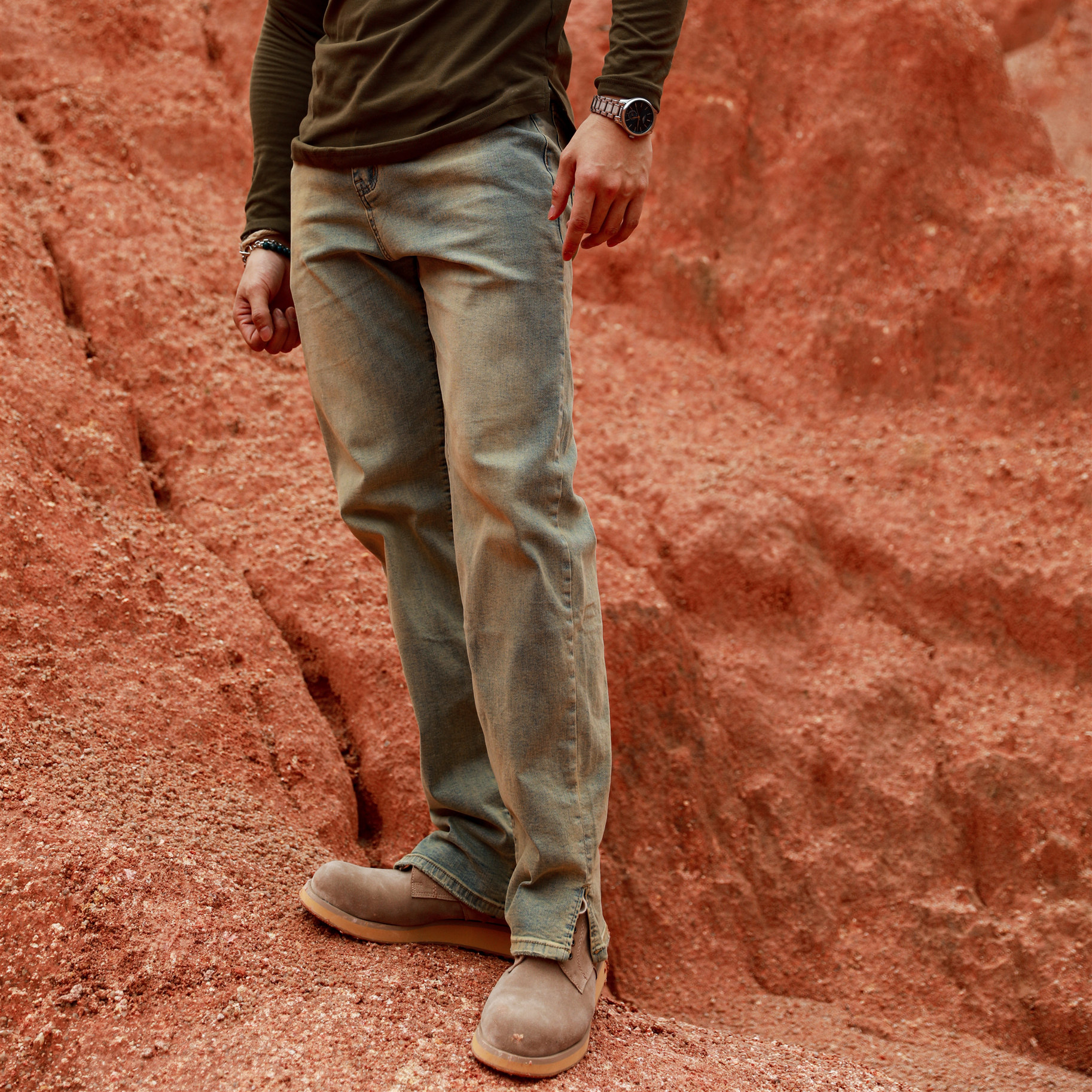 BEESTRONG Spring Wash for Old Jeans Men Sports High-Impact American Retro Micro Lama Son Foot Cross Tide