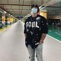 Autumn and winter long sleeve sweater mens new leisure loose jumper top sports trend muscle fitness training clothes