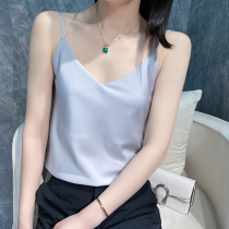 Real Silk Cross Harnesses Vest Women Sauna Silk Bottoms Sexy Silk Satin Suits 100 Hitch Outside Wearing for the summer