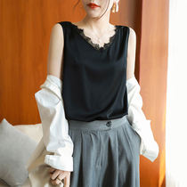 Shadow Mulberry Silk Harness Vest Female Lace Inner Lap Silk Satin Real Silk Suit Sexy Beauty Back Outside Wearing Summer