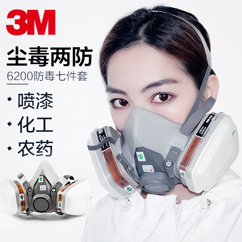 3M Anti-poison mask 6200 spray paint special dust-proof industrial dust smoke chemical gas Beating Pesticide Protection All-round Hood-Taobao