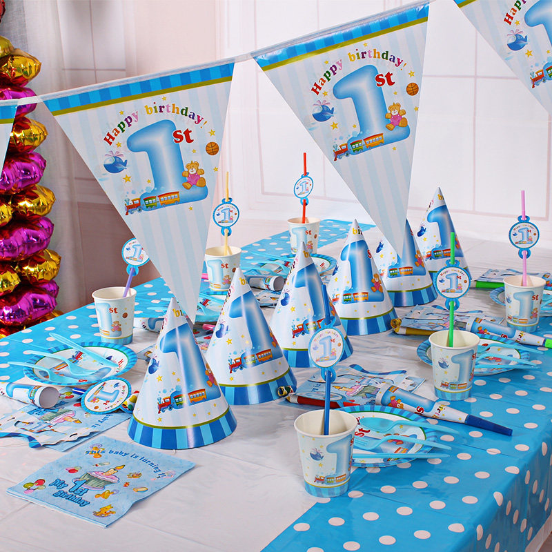 Baby one-year-old boy model Children's birthday supplies Adult party party dress up venue layout