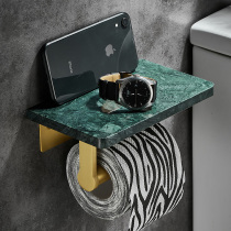Roll paper holder marble toilet mobile phone holder toilet hand paper box wall-mounted toilet paper towel rack free of punching