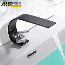 Nordic waterfall basin faucet creative hand wash basin toilet lower basin Black hot and cold faucet
