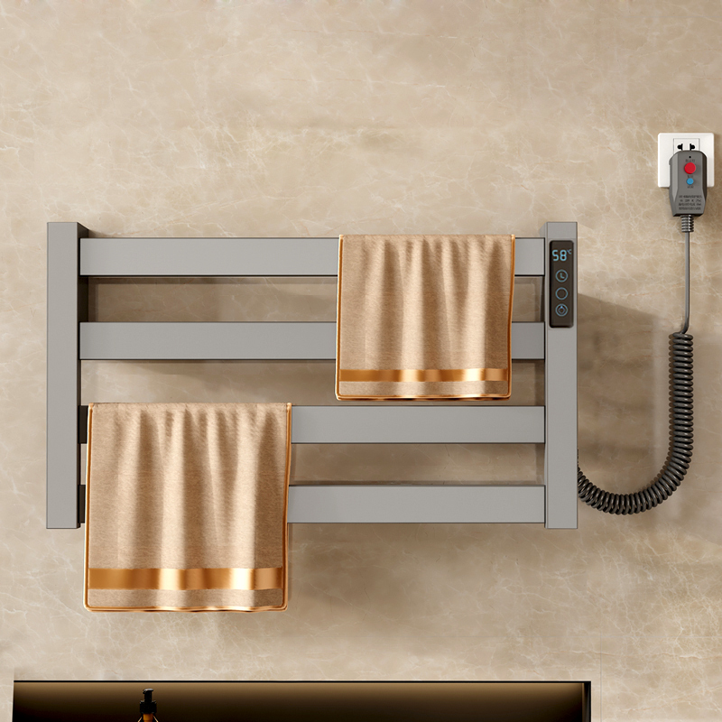 Electric Heated Towel Rack with Constant Temperature, Smart Bathroom Towel Dryer, No-Drill Heating Towel Rack for Home Use