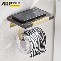Light luxury marble paper towel holder non-perforated toilet toilet roll paper Nordic mobile phone storage rack wall-free nail-free