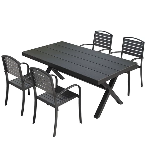 Уличный пластиковый деревянный стол и стулья, во дворе, водонепроницаемый, с защитой от солнца, на открытом воздухе, на балконе, для отдыха, в саду, на террасе, кофе, чай с молоком, комбинация на открытом воздухе