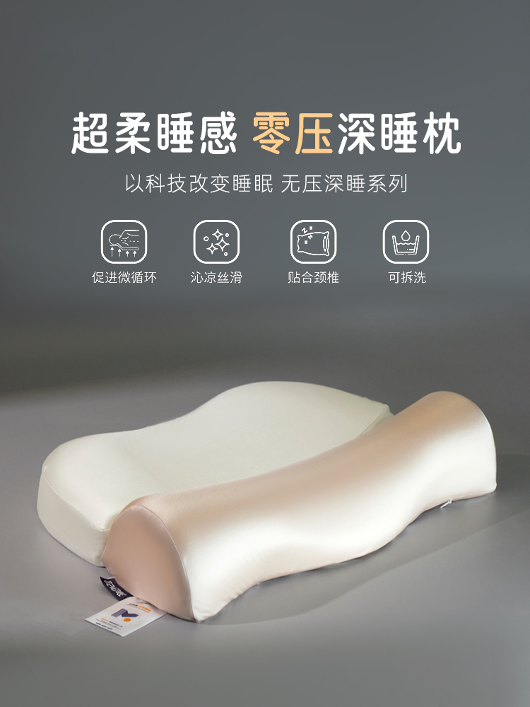 Zero-Pressure Deep Sleep Pillow, Slow Rebound Memory Foam Pillow Core, Cervical Spine Protection, Sleep Aid Traction Two-In-One Pillow for Adults