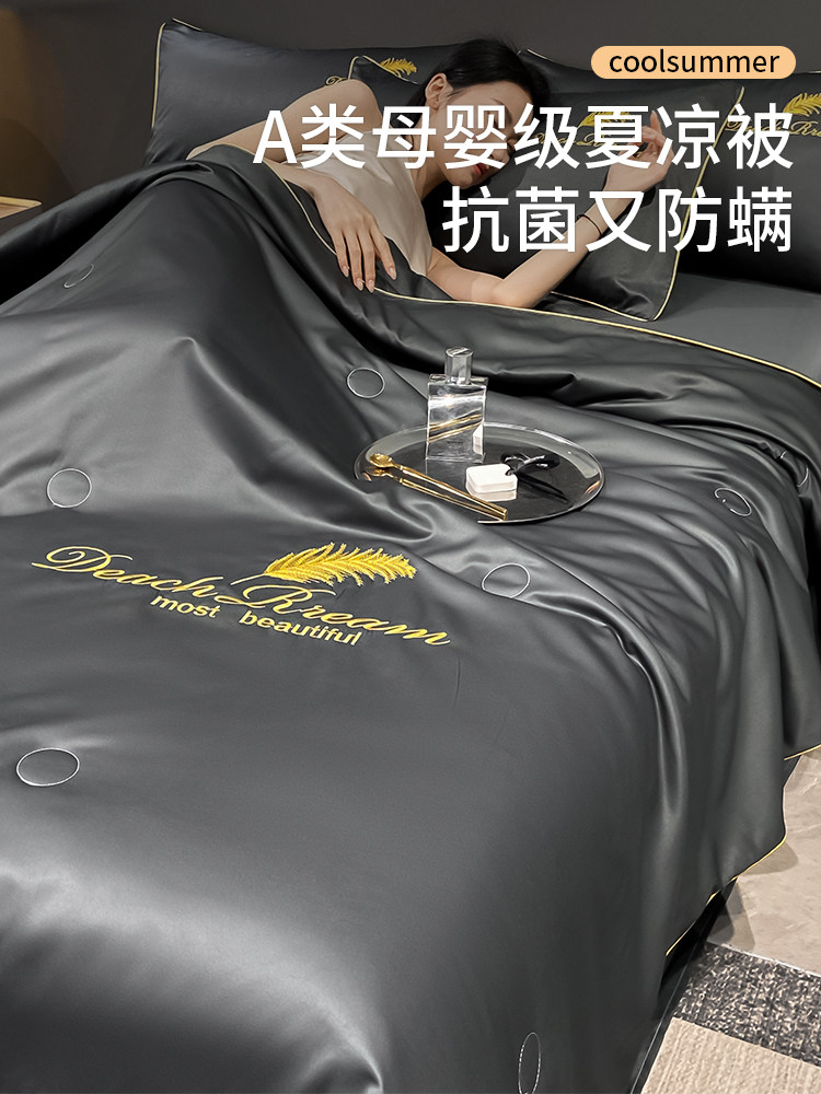 Ice Silk Summer Cooling Quilt Air-Conditioning Quilt Four-Piece Set Student Dormitory Six-Piece Set Air-Conditioning Thin Quilt Complete Set for Summer