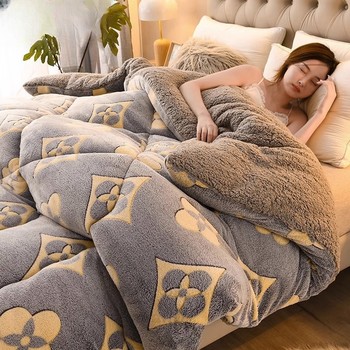 Lamb Wool Quilt, Winter Quilt, Thickened and Warm, Milk Velvet Autumn and Winter Bedding, Student Dormitory Single-Person Cotton Quilt Core 5kg