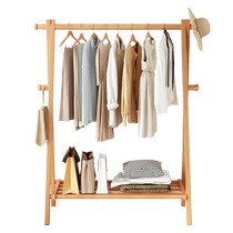 Solid wooden cap frame landing household hanger rack beech wood drying clothes rack room simple vertical rod