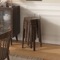Solid wood stool home thickened stackable windmill round stool modern simple creative living room dining table stool high chair