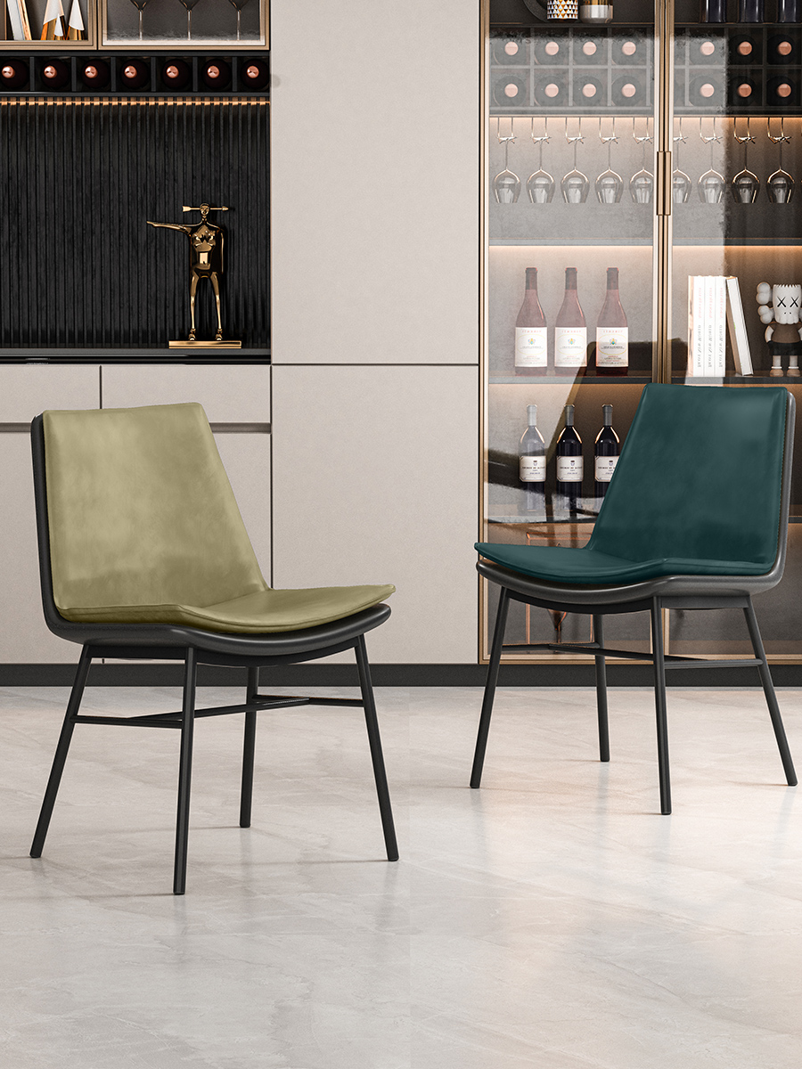 Modern minimalist dining chair Home Nordic light lavish leaning back chair Fancy Hotel Restaurant Creative Leather Chair Dining Table Stool-Taobao